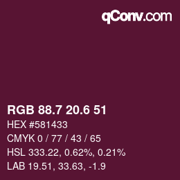 カラーコード: RGB 88.7 20.6 51 | qconv.com