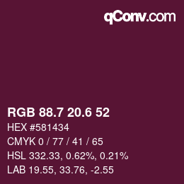 カラーコード: RGB 88.7 20.6 52 | qconv.com