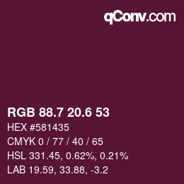 カラーコード: RGB 88.7 20.6 53 | qconv.com