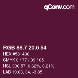 カラーコード: RGB 88.7 20.6 54 | qconv.com