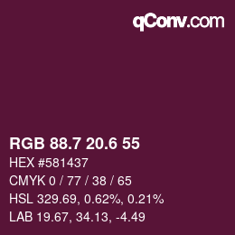 カラーコード: RGB 88.7 20.6 55 | qconv.com
