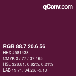 カラーコード: RGB 88.7 20.6 56 | qconv.com