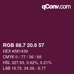 カラーコード: RGB 88.7 20.6 57 | qconv.com