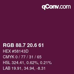 カラーコード: RGB 88.7 20.6 61 | qconv.com