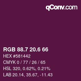 カラーコード: RGB 88.7 20.6 66 | qconv.com