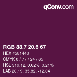 カラーコード: RGB 88.7 20.6 67 | qconv.com