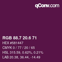 カラーコード: RGB 88.7 20.6 71 | qconv.com
