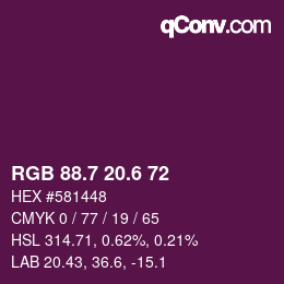 カラーコード: RGB 88.7 20.6 72 | qconv.com