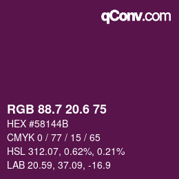 カラーコード: RGB 88.7 20.6 75 | qconv.com