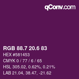 カラーコード: RGB 88.7 20.6 83 | qconv.com
