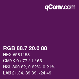 カラーコード: RGB 88.7 20.6 88 | qconv.com