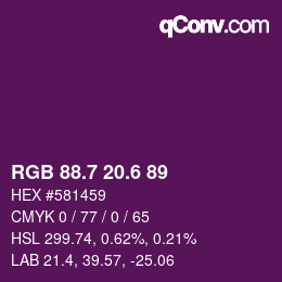カラーコード: RGB 88.7 20.6 89 | qconv.com
