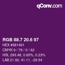 カラーコード: RGB 88.7 20.6 97 | qconv.com