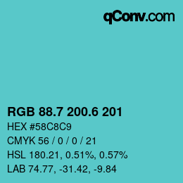 カラーコード: RGB 88.7 200.6 201 | qconv.com
