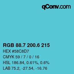 カラーコード: RGB 88.7 200.6 215 | qconv.com