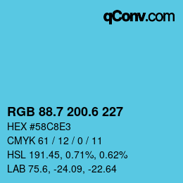 カラーコード: RGB 88.7 200.6 227 | qconv.com