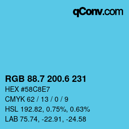カラーコード: RGB 88.7 200.6 231 | qconv.com