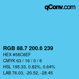 カラーコード: RGB 88.7 200.6 239 | qconv.com