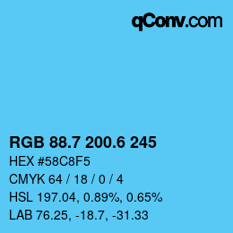 カラーコード: RGB 88.7 200.6 245 | qconv.com