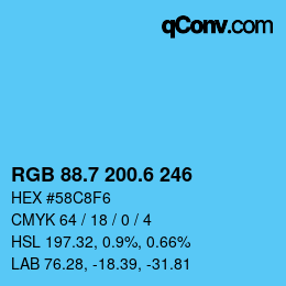 カラーコード: RGB 88.7 200.6 246 | qconv.com
