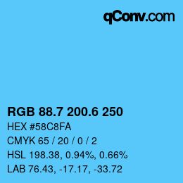 カラーコード: RGB 88.7 200.6 250 | qconv.com