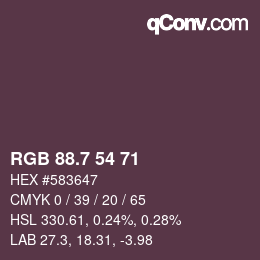 カラーコード: RGB 88.7 54 71 | qconv.com