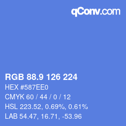 カラーコード: RGB 88.9 126 224 | qconv.com