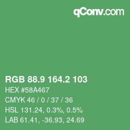 カラーコード: RGB 88.9 164.2 103 | qconv.com
