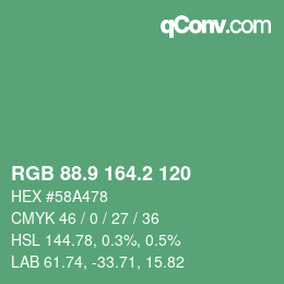カラーコード: RGB 88.9 164.2 120 | qconv.com