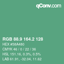 カラーコード: RGB 88.9 164.2 128 | qconv.com