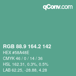 カラーコード: RGB 88.9 164.2 142 | qconv.com