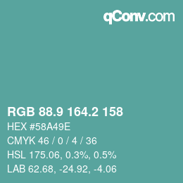カラーコード: RGB 88.9 164.2 158 | qconv.com