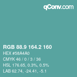Color code: RGB 88.9 164.2 160 | qconv.com
