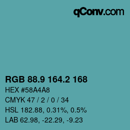 Color code: RGB 88.9 164.2 168 | qconv.com
