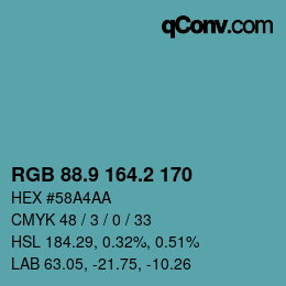 Color code: RGB 88.9 164.2 170 | qconv.com