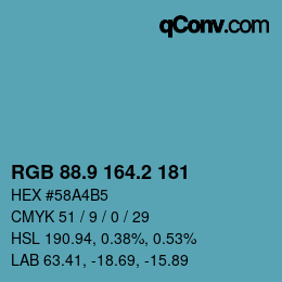 カラーコード: RGB 88.9 164.2 181 | qconv.com