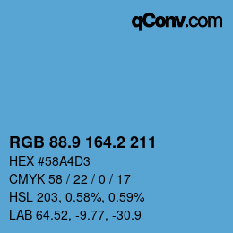 Color code: RGB 88.9 164.2 211 | qconv.com