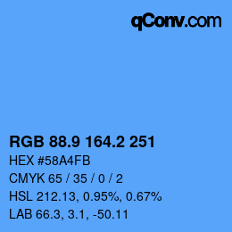 カラーコード: RGB 88.9 164.2 251 | qconv.com