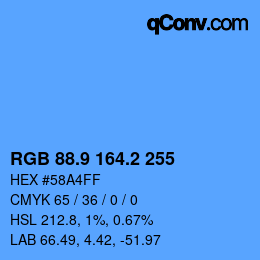 Color code: RGB 88.9 164.2 255 | qconv.com