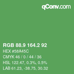 カラーコード: RGB 88.9 164.2 92 | qconv.com