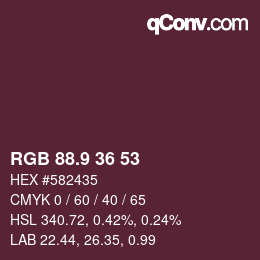 Color code: RGB 88.9 36 53 | qconv.com