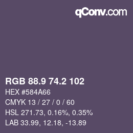 Color code: RGB 88.9 74.2 102 | qconv.com