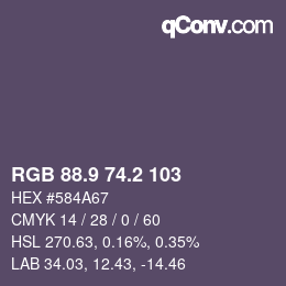 カラーコード: RGB 88.9 74.2 103 | qconv.com