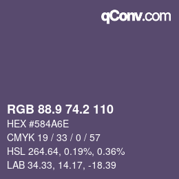 カラーコード: RGB 88.9 74.2 110 | qconv.com
