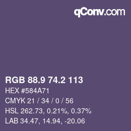 カラーコード: RGB 88.9 74.2 113 | qconv.com