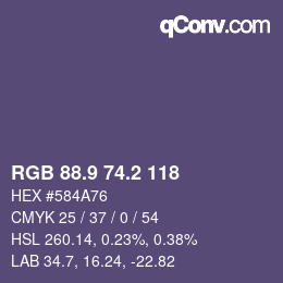 カラーコード: RGB 88.9 74.2 118 | qconv.com