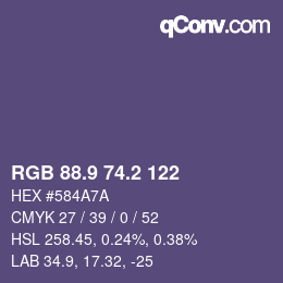 Color code: RGB 88.9 74.2 122 | qconv.com