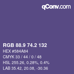 カラーコード: RGB 88.9 74.2 132 | qconv.com