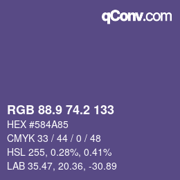 カラーコード: RGB 88.9 74.2 133 | qconv.com