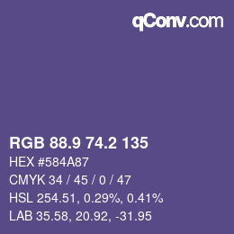 カラーコード: RGB 88.9 74.2 135 | qconv.com